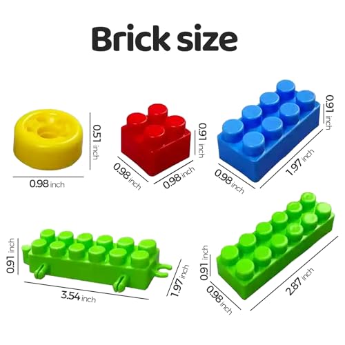 2025 Latest 177 PCS 1 * 1-1 * 3 Inch Large Building Blocks for Toddlers Ages – Brick Set with Cars & Baseplate, Educational STEM Toy for Kids,1 2 3 4 5 6 Blocks(177pcs+1 Board) - style: 1*1-1*3 Inches+1 board