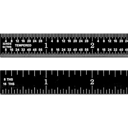 PEC Tools Stainless Steel Flexible Machinist Rules with Black Chrome Finish, Imperial Scale Graduations (1/8", 1/16", 1/32", 1/64"), 6" + 12" Value Bundle Set, Made in USA - color: Black Chrome-Flexible, size: 6"+12"
