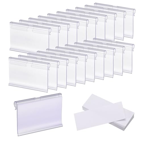 uxcell 100pcs Basket Labels Clip 2.4 x 1.7 Inch Plastic Removable Storage Bin Labels Tags with Label Papers for Baskets, Storage Closet, Cube Box, Cloth Bins, Food Pantry, Clear - size: 2.4 x 1.7 Inch