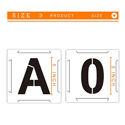 5 Inch Large Letter Stencils and Number Stencils for Painting on Wood 62Pcs, Alphabet Art Craft Stencils,Reusable Plastic Stencils for Wood Signs, Wall, Fabric, Chalkboard, Signage,DIY School Projects - color: 5 inch
