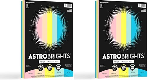 Astrobrights Color Paper, 8.5" x 11", 24 lb/89 gsm, Sprinkle 5-Color Assortment, 300 Sheets (94000) (Pack of 2) - size: 8.5 x 11 inches (Pack of 2)