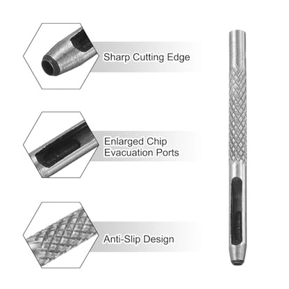 HARFINGTON 2pcs Leather Round Hole Punch, 3mm Hollow Hole Puncher Cutter Carbon Steel Circle Hole Punching Cutting Tool for Belt/DIY Leather Craft - size: 3mm