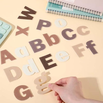 Breling 310 Pieces Felt Letter Bulletin Board Letters Sticker with Number 2" Bulk Self Adhesive ABC Upper Lowercase Sticky Letter for Xmas Gift Bulletin Board Classroom(Brown Color) - color: Brown Color
