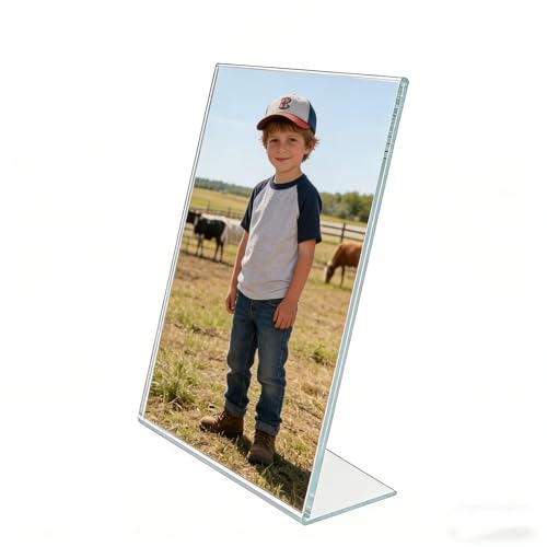 FixtureDisplays® 1PK 8 x 10" Clear Acrylic Sign Holder with Slant Back Design Portrait, Vertical Picture Frame 19780-8X10-CLEAR-NF