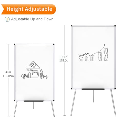 VIZ-PRO Whiteboard Easel, 36 x 24 Inches, Portable Dry Erase Board Height Adjustable for School Office and Home - size: 36 x 24 Inches - Board Only
