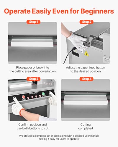 VEVOR Electric Paper Cutter, Heavy Duty Metal Paper Cutter Machine, 17.72 inch Cutting Width, 1.57 inch Cutting Thickness, Electric Guillotine Trimmer with Infrared Function and Spare Blade
