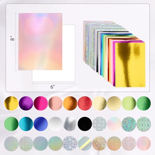 30 Pack Metallic Holographic Cardstock Paper Sheets 250gsm/92lb 6×8inch | Foil Mirror Shimmering Paper For Arts and Crafts, Decorative, Invitations, Scrapbook Supplies - style: Metallic+Holographic