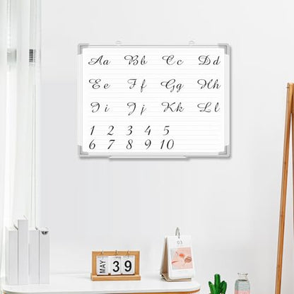 Lincia Magnetic Dry Erase Whiteboard with Lines, 24" x 18" White Board Planner for Wall, Planning Board Ruled Dry Erase Whiteboard with Aluminum Frame for Back to School Classroom Home Office(Line) - style: Line