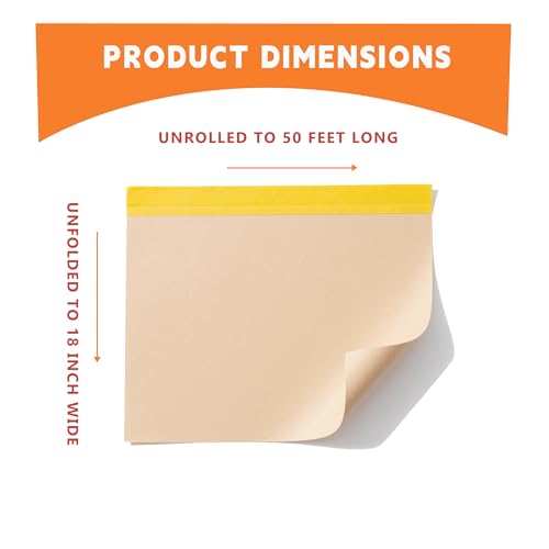 Painter's Pre-Taped Masking Paper and Masking Tape in one Kraft Paper Roll 18" x 50 Feet(Each roll) Paper is PRE-Folded Painters Paper with Tape 2 Pack