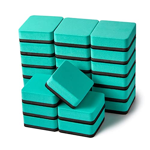 Favide 24 Pack Magnetic Whiteboard Dry Erase Erasers Chalkboard Cleansers for Classroom, Home and Office (Square, Green) - color: Square, Green