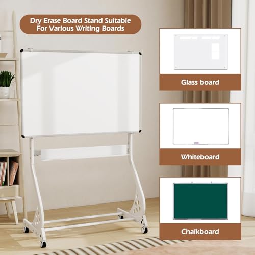 Glass White Board Stand, with Wheels, Height & Width Adjustable Universal Mobile Stand for Whiteboard/Glass Board, Ideal for Office, Classroom,Home Studio - Teachers, Professionals, Artists | , Height and Width Adjustable Universal White Board Holder Base