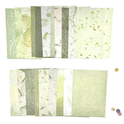 Textured Scrapbook Paper Mesh Fabric - Junk Journal Supplies Assorted Set 51 Sheets Mixed Scrapbooking Materials Boho Cardstock Aesthetic Decoupage Paper for Crafts