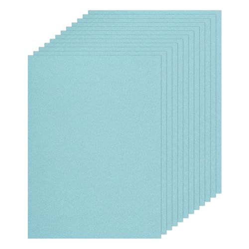 MECCANIXITY 10 Sheet Light Blue Glitter Card Stock, 8"x11" A4 Shimmer Paper,250gsm One-sided Cardstock for DIY Crafts, Scrapbooking, Party Decorations, Invitations - color: Light Blue