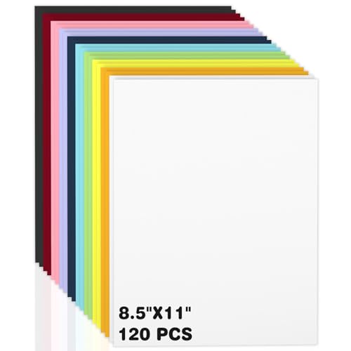 120 Sheets Colored Cardstock 8.5 x 11,10 Assorted Colors Heavyweight Cover Cardstock Printer Paper 8.5 x 11, 190 gsm Card Stock Paper for DIY, Printing, Wedding Invitations, School Cards & Crafts - color: Multi-Color - 120 Sheets, size: 8.5"x11"