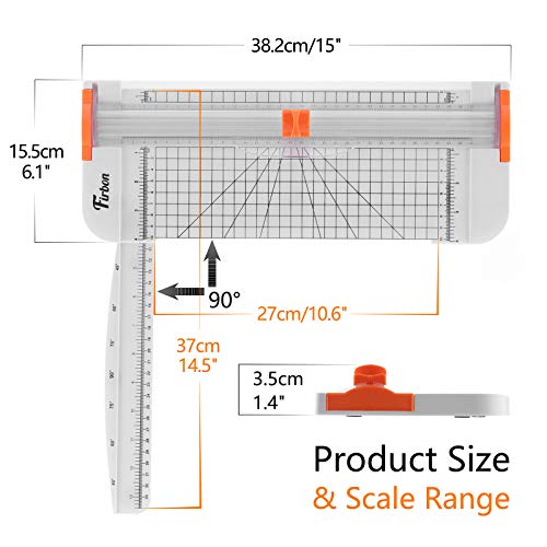 Firbon A4 Paper Cutter 12 Inch Titanium Paper Trimmer Scrapbooking Tool with Side Ruler for Craft Paper, Coupon, Label, Cardstock (White) - color: White