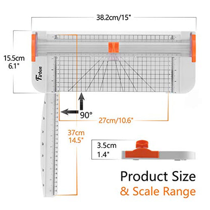 Firbon A4 Paper Cutter 12 Inch Titanium Paper Trimmer Scrapbooking Tool with Side Ruler for Craft Paper, Coupon, Label, Cardstock (White) - color: White