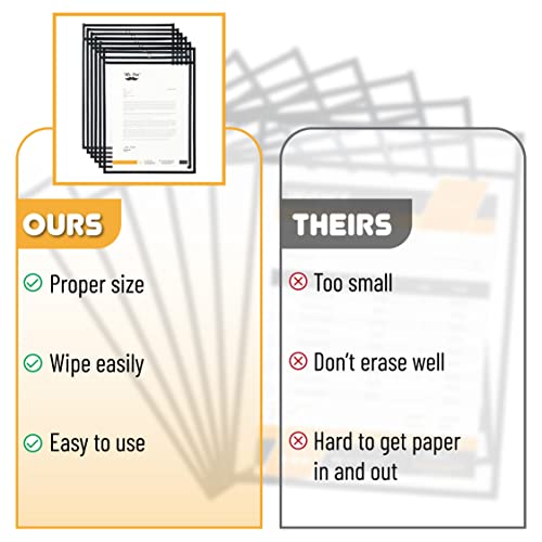 Mr. Pen- Reusable Dry Erase Pocket Sleeves, 10.2" x 14", 6 Pack, Black | Clear Plastic Paper Sleeves, Ticket Holders, Clear Plastic Sheet Protectors, Teacher, School, Classroom Supplies - color: Black, size: 6 Pack