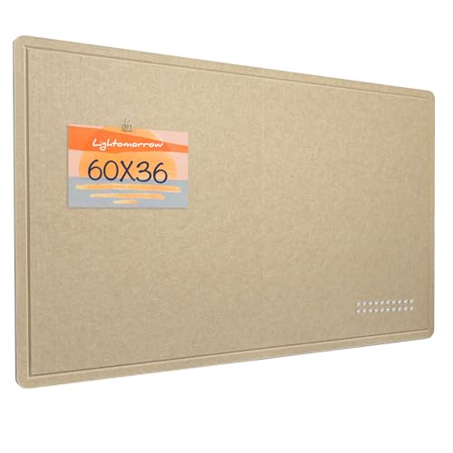 Large Bulletin Board - 60 x 36 Inches, Decorative Felt Pin Board for Wall - 5' x 3' Foldable Photo Display Board with Self-Adhesive Tape, Includes 20 Push Pins - Beige Brown - color: Beige Brown, size: 60×36 inches