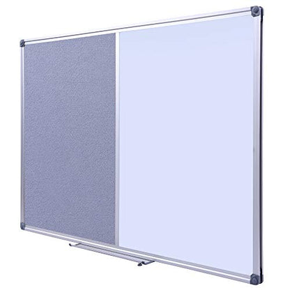 36 x24 inch Cork & Dry Erase Combo Board - Magnetic Whiteboard & Grey Bulletin Board for Office, Home, Classroom | Wall-Mountable with Aluminum Frame & Pen Tray - size: 36" x 24"