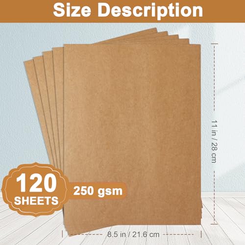 Silunkia 120 Sheets Brown Cardstock 8.5 x 11 Kraft Paper, 250gsm/92lb Thick Printer Paper Card Stock for Greeting Cards, Stationery, Wrapper, Office Printing, School Crafts, Wedding Invitations - color: Brown, size: 120 Sheets