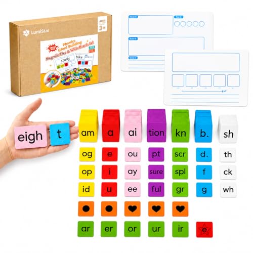 Large Phonics Word Building Magnetic Letters Digraphs Tiles Set | Enlarged 239 Pieces of Color-coded Magnet Tiles with 2 Magnetic Spelling Boards for Science of Reading Classroom Practice