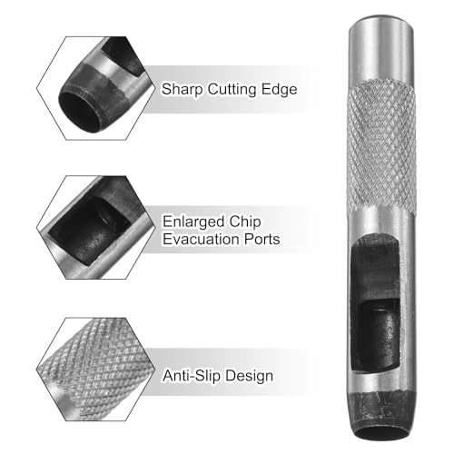 HARFINGTON 2pcs Leather Round Hole Punch, 11mm Hollow Hole Puncher Cutter Carbon Steel Circle Hole Punching Cutting Tool for Belt/DIY Leather Craft - size: 11mm