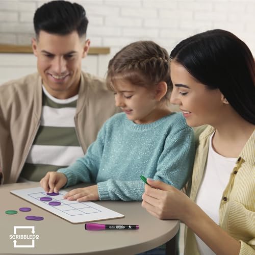SCRIBBLEDO Dry Erase Ten Frame Board - 4" x 12" Double Sided Dry Erase Boards for Kids to Visualize and Practice Base 10 Number Concepts - Math Practice Board for Home School and Classroom