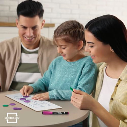 SCRIBBLEDO Dry Erase Ten Frame Board - 4" x 12" Double Sided Dry Erase Boards for Kids to Visualize and Practice Base 10 Number Concepts - Math Practice Board for Home School and Classroom