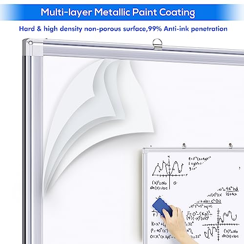 Magnetic White Board Dry Erase Board for Wall，72" x 48" (6ft x 4ft) Wall-Mounted Aluminum Frame Marker Board, Foldable Portable Whiteboard with a Long Pen Tray for School, Classroom, Office & Home - size: 48"W x 72"H, style: Style B