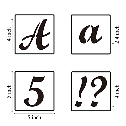 4 Inch Alphabet Letter Stencils for Painting - 70 Pack Letters and Numbers Stencil Templates with Signs for Painting on Wood, Reusable Letter and Number Stencils for Chalkboard Wood Signs & Wall Art - size: 4 Inch