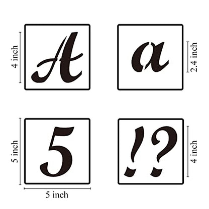4 Inch Alphabet Letter Stencils for Painting - 70 Pack Letters and Numbers Stencil Templates with Signs for Painting on Wood, Reusable Letter and Number Stencils for Chalkboard Wood Signs & Wall Art - size: 4 Inch