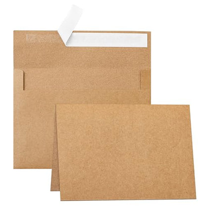 Guakicae Brown Greeting Cards and Envelopes 5 x 7 Blank 300GSM Printable Folded Cardstock and A7 Envelopes Self Seal 20 packs for Invitations, Mailing, Thank You Cards, Birthday - color: Brown, size: 5x7-20pcs
