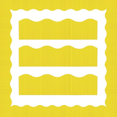 Containlol 118ft Corrugated Bulletin Board Borders, Yellow Ribbed Scalloped Borders Trim, Poster Board Decoration for Summer Back to School Classroom Office Chalkboard Whiteboard Wall Decor - color: Lemon Yellow, size: 118ft