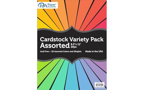 Accent Design Paper Accents Variety Pack, Mix and Match Assorted Cardstock, 20 Sheets, 8.5x11 Inch, Coordinated Colors, Scrapbooking Cards and Crafts - color: Assorted