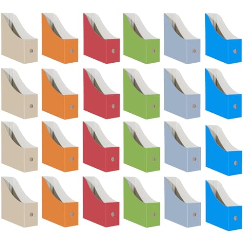 Limitliho 24 Pack Cardboard Magazine Holder for Desk, Book Bins for Classroom Library,Office,Home, 10.6" H x 10.2" L x 3.5" W in Magazine File holder (Fresh color) - color: Fresh color