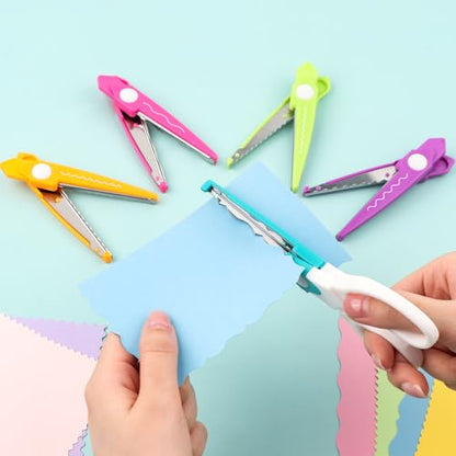 6Pcs/Set Craft Scissors Decorative Paper Edge Scissors With Storage Box Set, 5 Kinds Zig Zag Edges Scissors Great for DIY Projects Paper Card,Photo, Scrapbook,Office School Home Manual (Green)