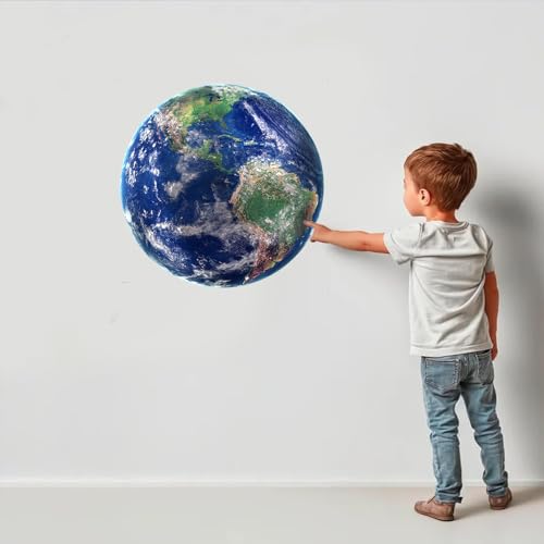 Earth Wall Decal,14.6" iinuu Planet Sticker for Classroom,Office and Bedroom,Space Theme Gift for Astronomy Lovers - color: Earth