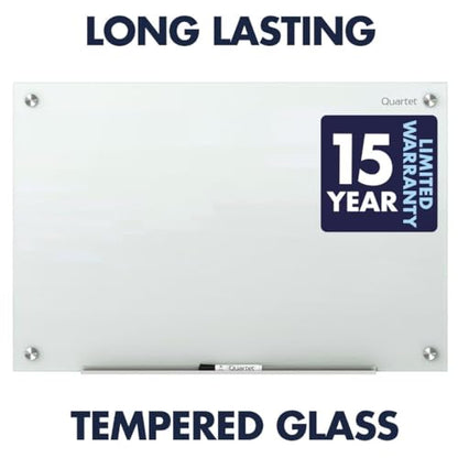Quartet Whiteboard, Glass Dry Erase Board, Magnetic, 6' x 4', Infinity Frameless Mounting, White Surface, Accessory Tray, 1 Dry Erase Marker and 2 Glass Board Magnets (G7248W) - size: 72"W x 48"H