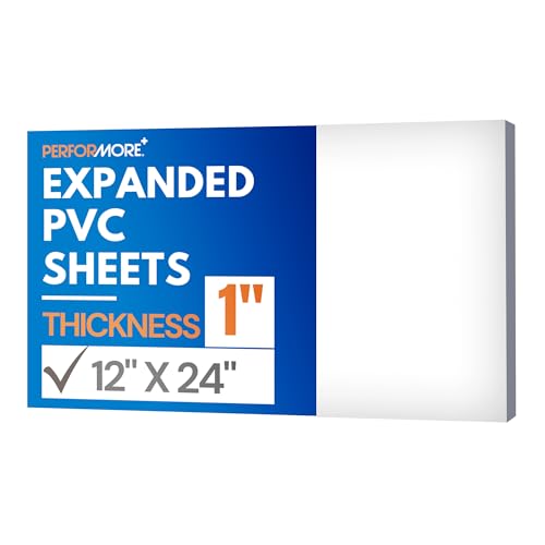 Performore - Expanded PVC Sheet - Lightweight Rigid Foam - 25mm (1-Inch) - 12 x 24 inches - White - Ideal for Signage, Displays, and Digital/Screen Printing