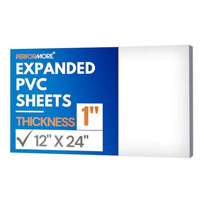 Performore - Expanded PVC Sheet - Lightweight Rigid Foam - 25mm (1-Inch) - 12 x 24 inches - White - Ideal for Signage, Displays, and Digital/Screen Printing