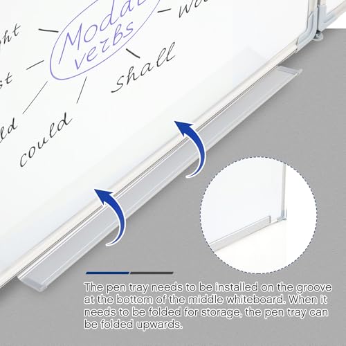 AmazingSpark 72" x 24" Foldable Whiteboard Dry Erase Board Large Tri Folding Whiteboard Magnetic Dry Erase Board, Wall Aluminium Frame and Flip Out Pen Tray for Office, Home - size: 72"W x 24"H