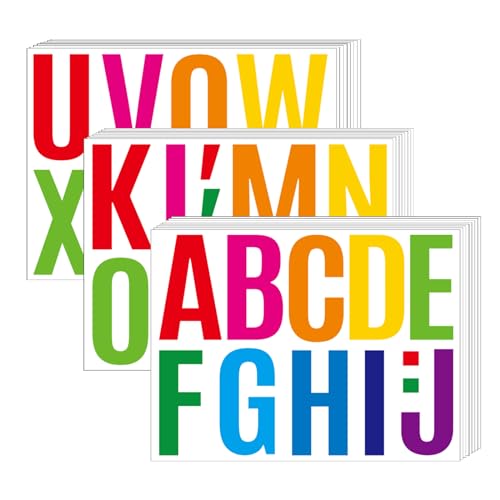 Dvobez 272 Pcs 24 Sheets Large Letter Stickers, 4 Inch Multicolored Vinyl Bulletin Board Letters, Modern Style, Fade Resistant, Outdoor Use - color: Multicolored (4")