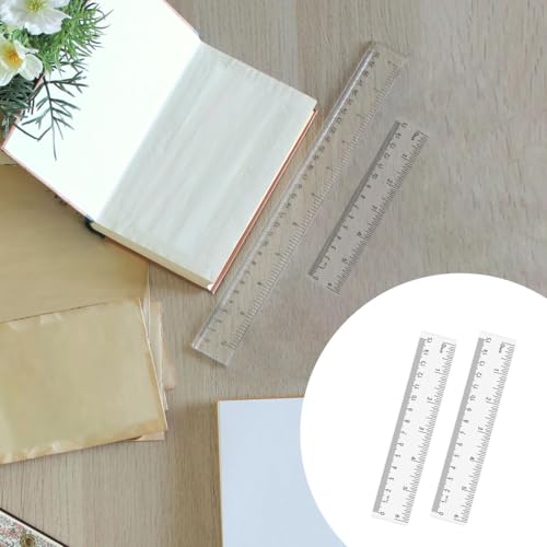 4 Pack Clear Plastic Straight Rulers, Clear Ruler Bulk, Transparent Ruler with Centimeters and Inches, for Class, Office (6 inch) - size: 6 inch