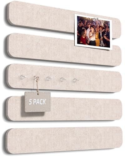 JBER Felt Strip Board 5 Pack 13"x2", Cork Board Alternative Pin Bulletin Board, Self-Adhesive Vision Board with 25 Push Pins for Walls, Office & Home Decor(Light Camel) - color: Light Camel, size: 5 Pack