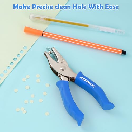 AEFFNOC Single Hole Punch, One Hole Puncher with Soft Grip Handle, 1/4 Inch Paper Hole Punches, Small Hole Punchers with Paper Mess Tray, 6 Sheets Capacity, for Crafts, Scrapbooks (Blue) - color: Blue 1/4 inch