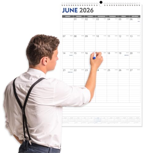 GuassLee Extra Large Wall Calendar 2026-2027, 20"x 30" Gaint Vertical Wall Calendar 2026, Jun. 2026 to Dec. 2027, 19-Month Paper Hanging Planner Wall with Julian Date for Office Home Planning & Organizing - color: Jun White, size: 30"x20"