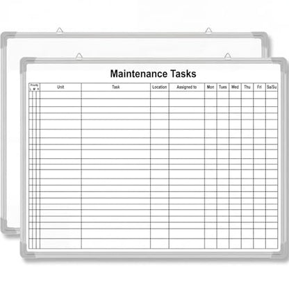 AmazingSpark Lined Whiteboard Blank Grid Aluminum Frame Dry Erase Board Reusable Wall Mounted Board for Scheduling, to Do Lists Weekly Planning Home Work (36 x 24 Inch,Horizontal Maintenance Tasks) - size: 25"W x 2"H, style: Horizontal Maintenance Tasks