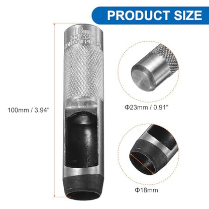HARFINGTON 2pcs Leather Round Hole Punch, 18mm Hollow Hole Puncher Cutter Carbon Steel Circle Hole Punching Cutting Tool for Belt/DIY Leather Craft - size: 18mm
