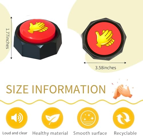 Applause Button - Button Applauds When Pressed - Add Extra Fun to Your Life-Easy Buttons-Sound Buzzer with Applause Noise Maker Buzzer