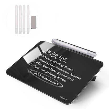 Small Desktop Glass Dry-Erase Whiteboard - 8 X 6 Inches Tabletop Easel Whiteboard with Stand, Desk Board Buddy for Artist, Teacher and Student - color: 8 X 6 Inches - Black